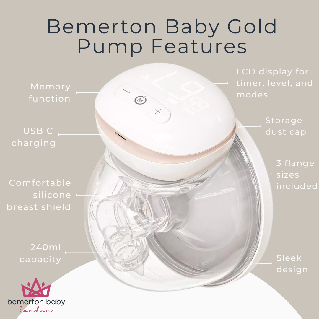 Bemerton Baby Gold Wireless Breast Pump - White